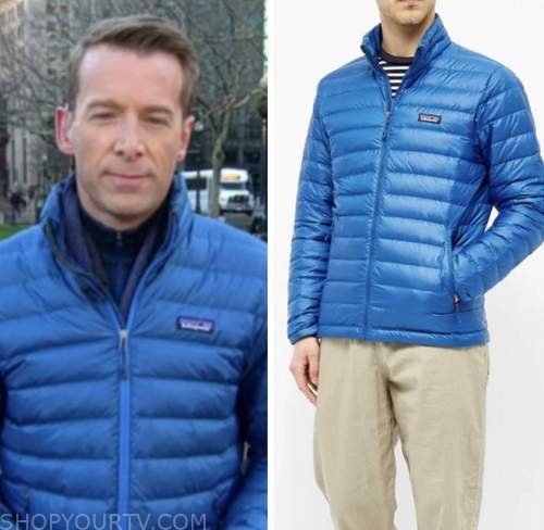 ben tracy, cbs mornings, blue down jacket