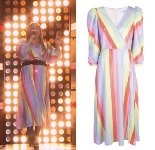 kelly clarkson, the kelly clarkson show, pastel stripe wrap dress