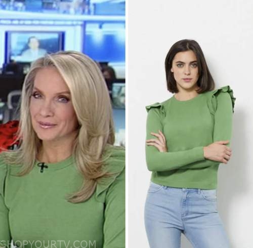 america's newsroom, green ruffle sweater, dana perino