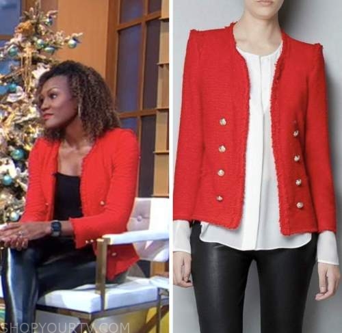 janai norman, red tweed jacket, good morning america