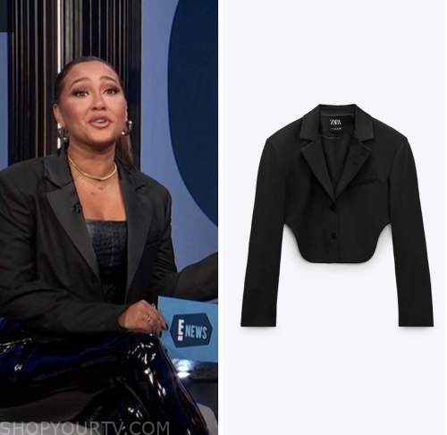 adrienne bailon, black cropped blazer,E! news