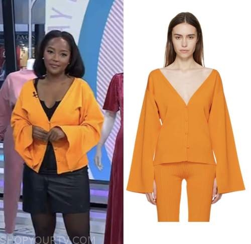 the today show, makho ndlovu, orange cardigan sweater