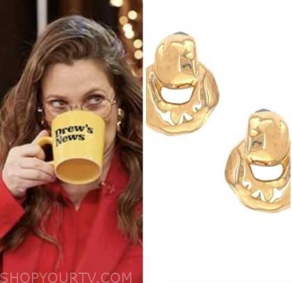 drew barrymore, drew barrymore show, gold doorknocker earrings