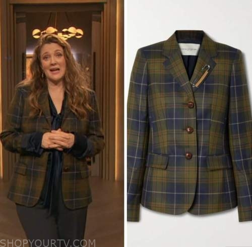 drew barrymore, drew barrymore show, plaid blazer