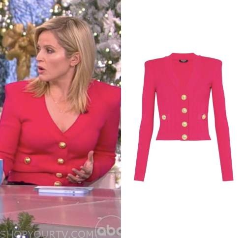 The View: December 2022 Sara Haines's Pink Cardigan | Shop Your TV