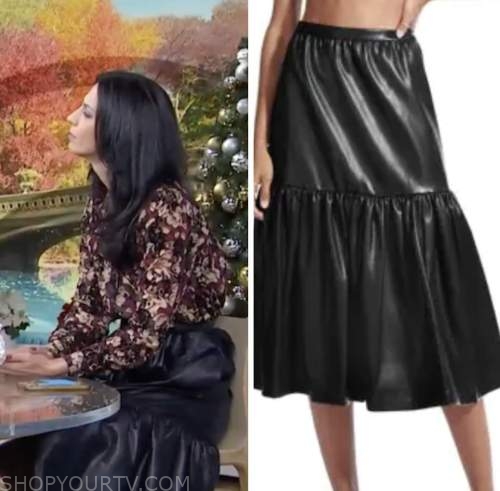 the today show, black leather midi skirt, dr. natalie azar