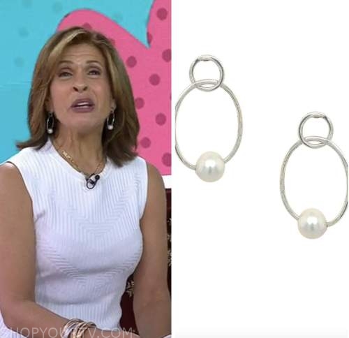 the today show, hoda and jenna, hoop pearl earrings, hoda kotb