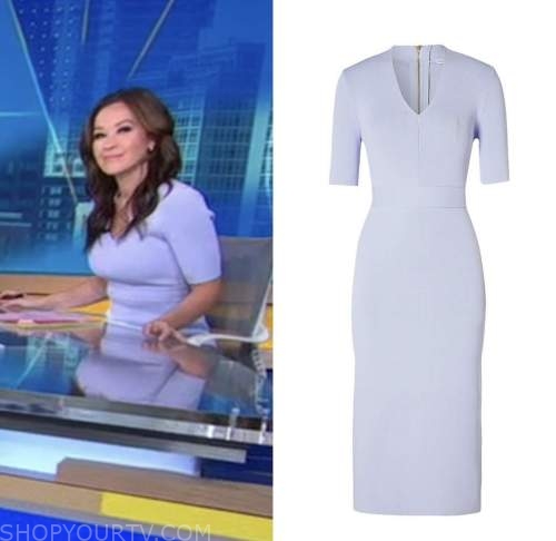 eva pilgrim, good morning america, lilac purple dress