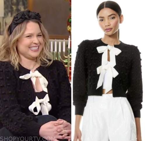 joanna teplin, tamron hall show, black bow cardigan sweater