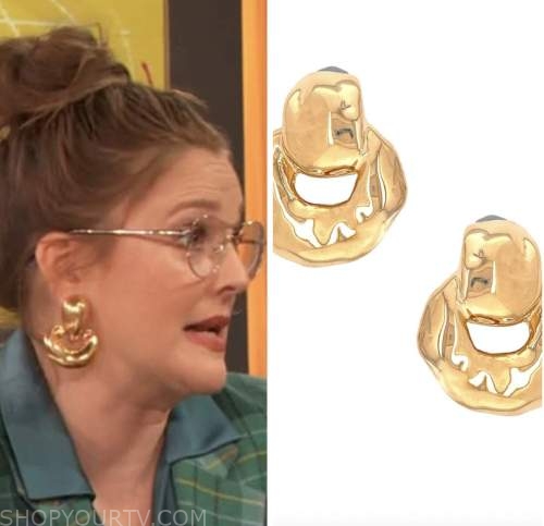 drew barrymore, drew barrymore show, gold doorknocker earrings