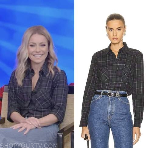 Live with Kelly and Ryan: December 2022 Kelly Ripa's Black Plaid Shirt ...