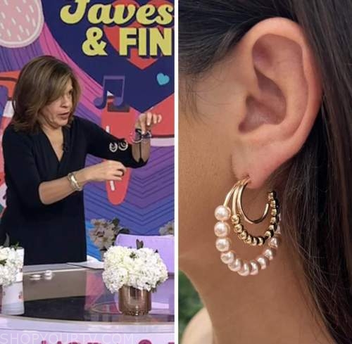 the today show, hoda and jenna, pearl hoop earrings, hoda kotb