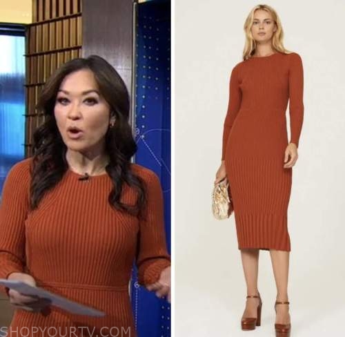 eva pilgrim, orange ribbed knit dress, good morning america