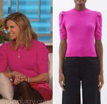The Talk: December 2022 Natalie Morales's Pink Puff Sleeve Sweater ...