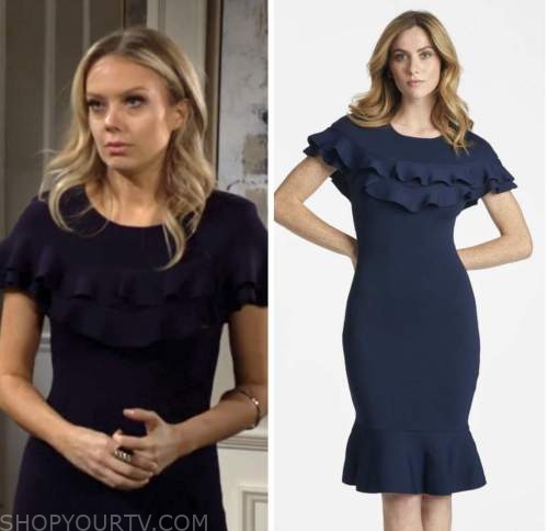 navy blue ruffle dress, the young and the restless, abby newman , melissa ordway