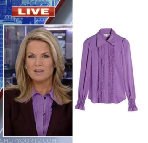 martha maccallum, the story, purple ruffle shirt