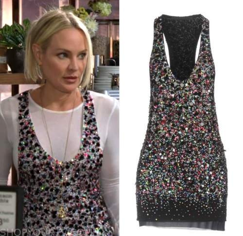sharon newman, sharon case, the young and the restless, black sequin dress