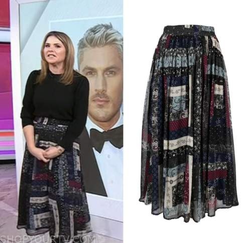 the today show, jenna bush hager, printed midi skirt, hoda and jenna
