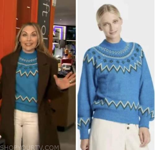 lori bergamotto, blue fair isle sweater, good morning america