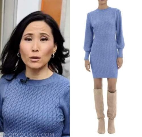 the today show, blue cable knit sweater dress, vicky nguyen