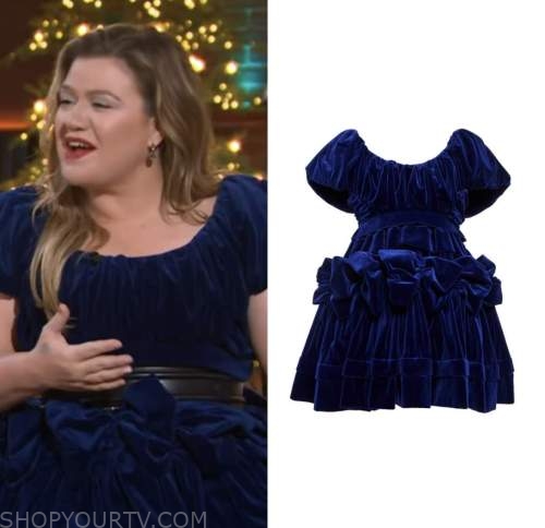 kelly clarkson, the kelly clarkson show, blue velvet mini dress