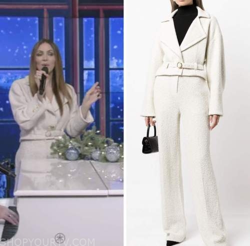 katharine mcphee, ivory tweed jacket and pants, live with kelly and ryan