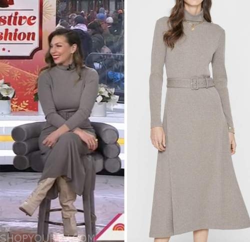 the today show, grey turtleneck belted sweater dress, melissa garcia