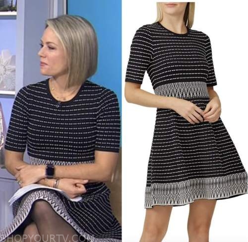 the today show, dylan dreyer, black knit stripe dress