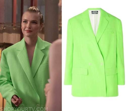 WornOnTV: Camille's green oversized blazer on Emily in Paris