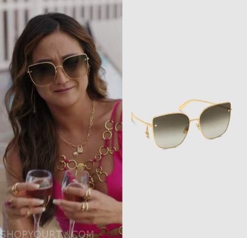 Louis Vuitton LV Charm Cat Eye Sunglasses worn by Mindy Chen (Ashley Park)  as seen in Emily in Paris (S03E05)