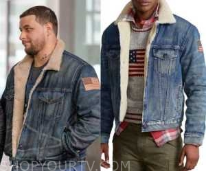 New Amsterdam: Season 5 Episode 12 Casey's Flag Denim Jacket | Shop Your TV