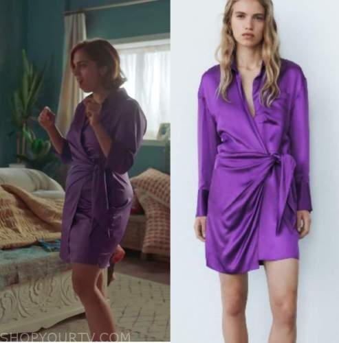 Run The Burbs: Season 2 Episode 1 Camille's Wrap Silk Dress | Shop Your TV