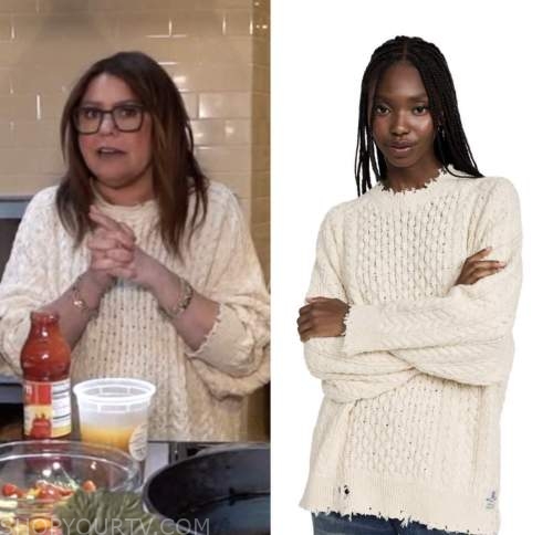 the rachael ray show, rachael ray, white cable knit sweater