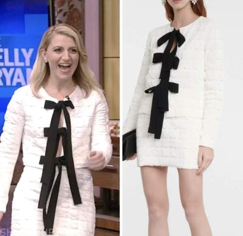 Annaleigh Ashford, live with kelly and ryan, white quilted bow jacket and skirt