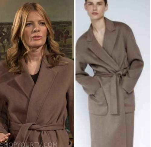 phyllis newman, michelle stafford, brown wrap coat, the young and the restless