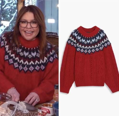 rachael ray show, rachael ray, red fair isle sweater