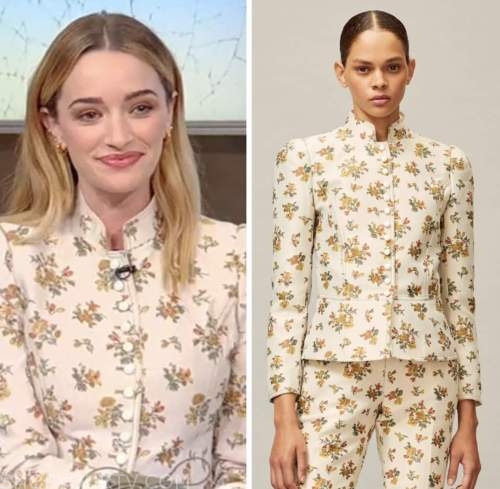 brianne howey, tamron hall show, floral jacquard jacket