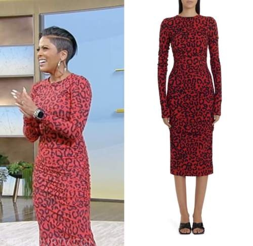 tamron hall, tamron hall show, red leopard dress