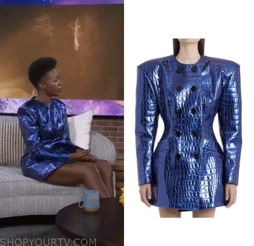 Folake Olowofoyeku, blue blazer dress, the kelly clarkson show