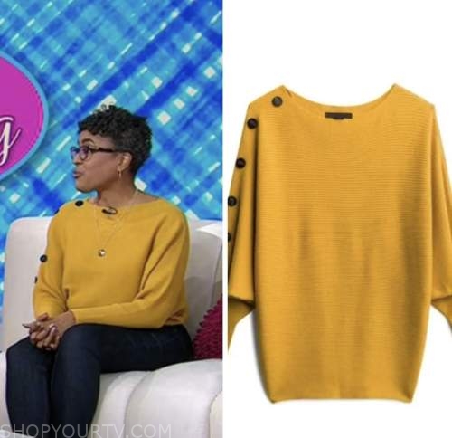 the today show, hoda and jenna, yellow button trim sweater, ANN-LOUISE LOCKHART