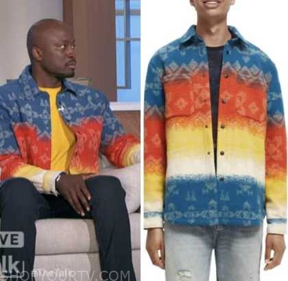 The Talk: January 2023 Akbar Gbajabiamila's Multicolor Jacquard Jacket ...