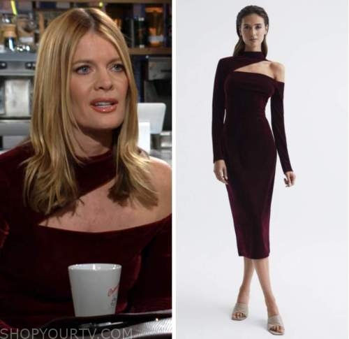 phyllis newman, michelle stafford, the young and the restless, burgundy velvet dress