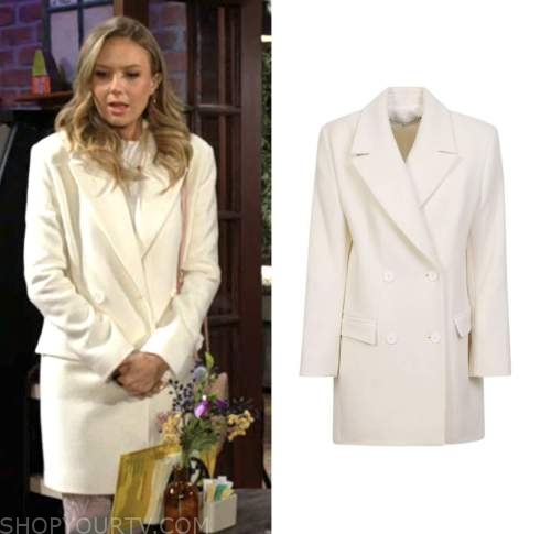 abby newman, melissa ordway, the young and the restless, ivory double breasted coat