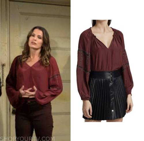 chelsea newman, melissa claire egan, the young and the restless, burgundy beaded top