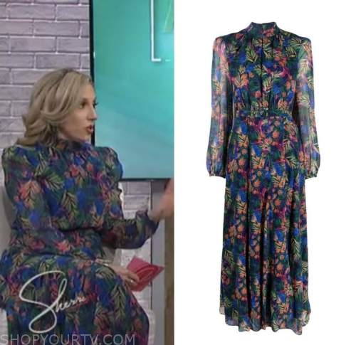 Kristin O’Keeffe, sherri, blue floral mock neck midi dress