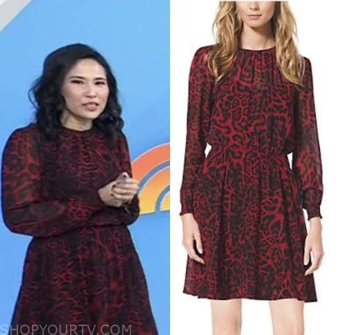 vicky nguyen, the today show, red and black leopard dress