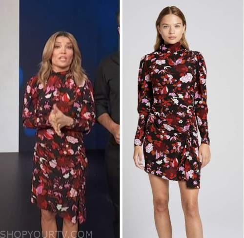 Access Hollywood: January 2023 Kit Hoover's Red Floral Mock Neck Dress ...