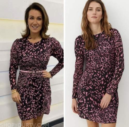 susanna reid, good morning britain, pink animal print dress