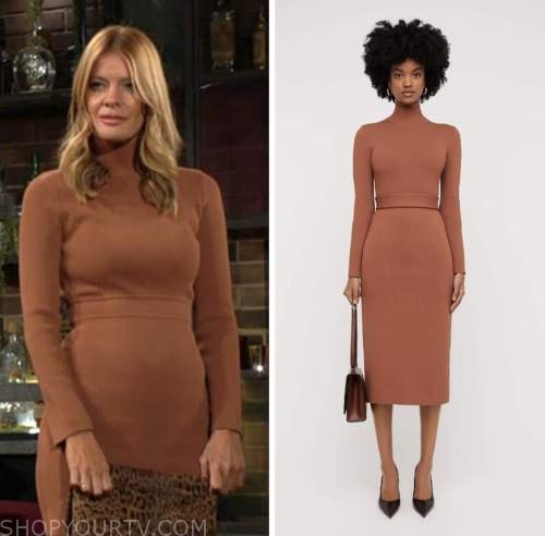 the young and the restless, phyllis newman, michelle stafford, rust turtleneck dress