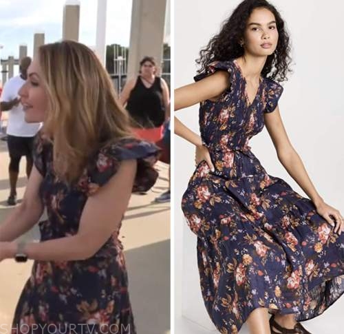 lori bergamotto, good morning america, navy blue floral smocked dress